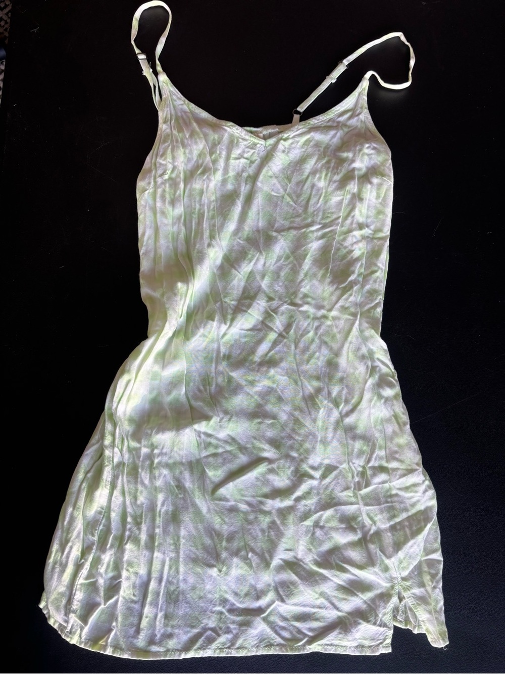 Satin Slip Mini Dress in Pale Green - Women's Summer Dress